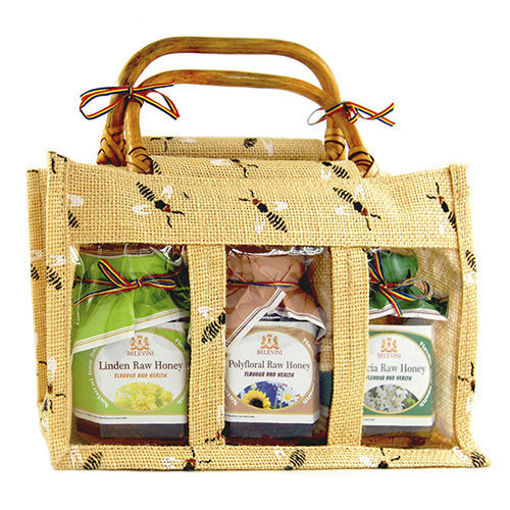 Picture of BELEVINI Premium Raw Honey Set (Acacia – 14.1oz, Linden- 14.1oz, Polyfloral-14.1oz)