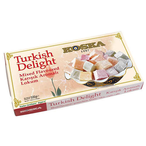 Picture of KOSKA Turkish Delight w/Mixed Flavors (Rose, Lemon, Orange, Mint) 500g