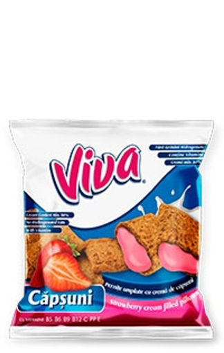 Picture of VIVA PILLOWS STRAWBERRY CREAM SNACKS 200g.