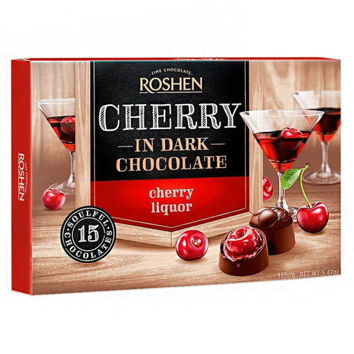Picture of ROSHEN Cherry in Dark Chocolate Cherries Liqueur Gift Box 155g