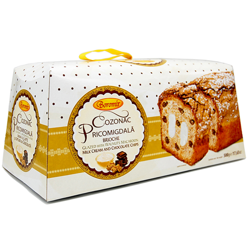 Picture of BOROMIR Cozonac Pricomigdala Brioche (Milk Cream & Chocolate Chips) 500g