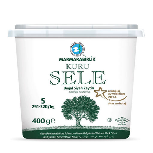 Picture of MARMARABIRLIK Olive Kuru Sele Zeytin Iri Boy White Box 400g